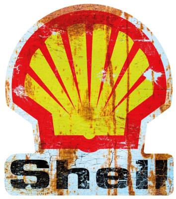 SHELL OIL STICKER RUSTEES Ø 3 à 120 cm vintage ancien rouille hold rare le mans racing Gulf Shell - RST01 BLK