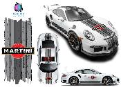 KIT DECO MARTINI SCRATCHED RED LOGO -  PORSCHE CARRERA CAYMAN BOXSTER ... STICKERS - Le Mans Stripe UNIVERSEL : adaptable tout type véhicule