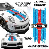 bonnet scratch martini racing stripes compatible porsche VW bmw mustang stickers capot autocollant rallye universal
