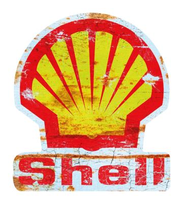 SHELL OIL STICKER RUSTEES Ø 3 à 120 cm vintage ancien rouille hold rare le mans racing Gulf Shell - RST01 RED