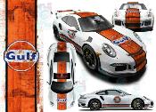 KIT DECO GULF SCRATCHED -  PORSCHE CARRERA CAYMAN BOXSTER ... STICKERS - Le Mans Stripe UNIVERSEL : adaptable tout type vhicule