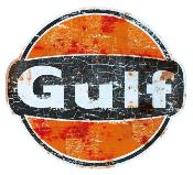 GULF OIL STICKER  3  120 cm effet Us Racing Le mans herbie 53 cox SCRATCHED 5