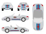 KIT DECO MARTINI SCRATCHED -  PORSCHE  BOXSTER ... STICKERS - Le Mans Stripe UNIVERSEL : adaptable tout type véhicule
