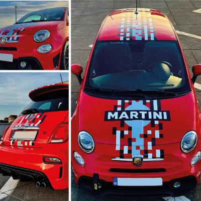 KIT DECO MARTINI PIXELS FIAT 500 - ABARTH Sticker Autocollant Racing Le Mans UNIVERSEL : adaptable tout type véhicule F5MART-PIXELS