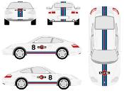 PORSCHE 911 STICKERS SET MARTINI AVEC NUMERO DE COURSE