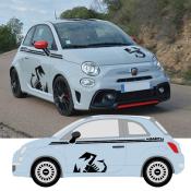 KIT STICKERS GRAND SCORPION pour FIAT 500 ABARTH bandes supérieures + capot toit ...