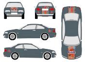 RUSTEE STRIPS MARTINI VS GULF  STICKERS SET FOR BMW E46 COUPE 2004