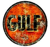 GULF OIL STICKER  3  120 cm effet Us Racing Le mans herbie 53 cox SCRATCHED 1960-v3