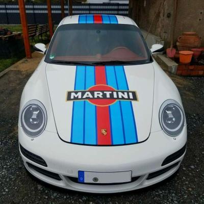 Universel KIT SET PORSCHE - BMW - Le Mans Martini Racing Stripe + Logo Sticker bandes