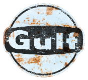 GULF OIL STICKER  3  120 cm effet Us Racing Le mans herbie 53 cox SCRATCHED 6