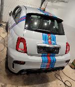 KIT DECO MARTINI  FIAT 500 AVEC BANDES TRANSVERSAL - ABARTH - Sticker Autocollant Racing Le Mans UNIVERSEL : adaptable tout type véhicule