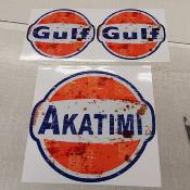 GULF OIL STICKER Ø 3 à 120 cm effet Usé Racing Le mans herbie 53 cox SCRATCHED 2