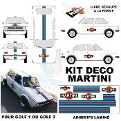 KIT DECO MARTINI  POUR VOLKSWAGEN GOLF 1 OU 2  - Sticker Autocollant Racing Le Mans