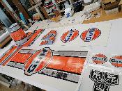 KIT DECO GULF PORSCHE 944 - Sticker Autocollant adaptable tout véhicule Racing Le Mans RALLYE