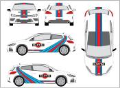 kit deco compatible avec Volkswagen scirocco - sticker autocollant racing le mans - large avec vague martini racing - Golf Cox New Beetle