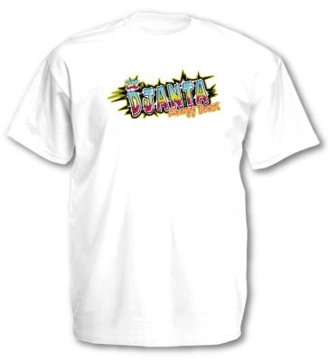 TEE SHIRT DJANTA WHITE TEXT ALONE COLOUR 