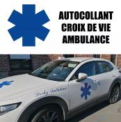 Stickers pour Ambulance : Croix DE Vie Bleu - Plusieurs Tailles