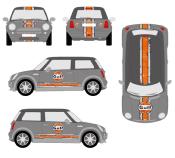 KIT DECO GULF MINI COOPER RS26 - Sticker Autocollant Racing Le Mans UNIVERSEL : adaptable tout type véhicule