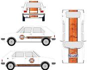 KIT DECO GULF  POUR VOLKSWAGEN GOLF 1 - Sticker Autocollant  adaptable tout véhicule Racing Le Mans RALLYE