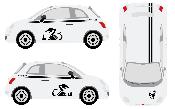 KIT STICKERS GRAND SCORPION pour FIAT 500 ABARTH bandes supérieures + capot toit ...