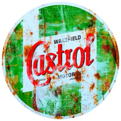 CASTROL OIL STICKER RUSTEES Ø 3 à 120 cm vintage ancien rouille hold rare le mans racing Gulf Shell - V1