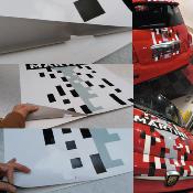 KIT DECO MARTINI PIXELS FIAT 500 - ABARTH Sticker Autocollant Racing Le Mans UNIVERSEL : adaptable tout type véhicule F5MART-PIXELS