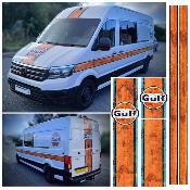 KIT DECO GULF  POUR VOLKSWAGEN CRAFTER - Sticker Autocollant  adaptable tout véhicule Racing Le Mans RALLYE