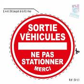 AUTOCOLLANT SORTIE DE VEHICULE -  3  120 cm INTERDICTION NE PAS STATIONNER - GARAGE SORTIE DE VEHICULE