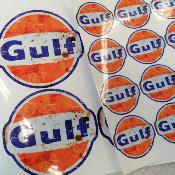 GULF OIL STICKER Ø 3 à 120 cm effet Usé Racing Le mans herbie 53 cox SCRATCHED 2