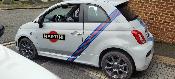 KIT DECO MARTINI  FIAT 500 AVEC BANDES TRANSVERSAL - ABARTH - Sticker Autocollant Racing Le Mans UNIVERSEL : adaptable tout type véhicule