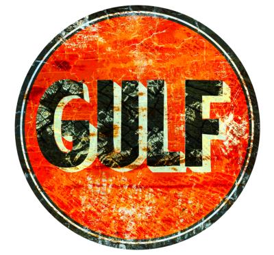 GULF OIL STICKER Ø 3 à 120 cm effet Usé Racing Le mans herbie 53 cox SCRATCHED 1960-v1