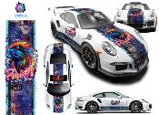 KIT DECO PURPLE 78 DESTROY RUSTY NEW STYLE -  PORSCHE CARRERA CAYMAN BOXSTER ... STICKERS - Le Mans Stripe UNIVERSEL : adaptable tout type véhicule Type Martini Gulf