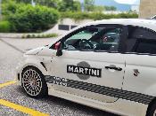 KIT DECO MARTINI NOIR & BLANC FIAT 500 - ABARTH AVEC PARE SOLEIL - Sticker Autocollant Racing Le Mans UNIVERSEL : adaptable tout type véhicule F5CLNB