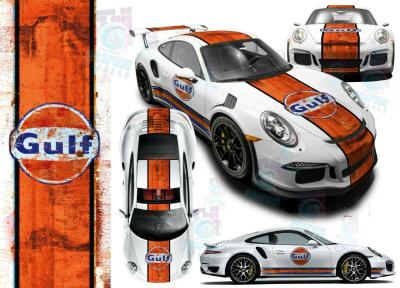 KIT DECO GULF SCRATCHED -  FORD GT 40 ... STICKERS - Le Mans Stripe UNIVERSEL : adaptable tout type véhicule
