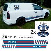 2x BANDE MARTINI STICKER BAS DE CAISSE RACING STRIPES AUTOCOLLANT universel LOGO MARTINI SKULL