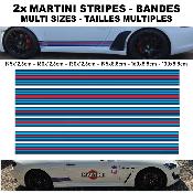 MULTI TAILLES - BANDES MARTINI RACING  STICKERS BAS DE CAISSE - STRIPES RUBAN AUTOCOLLANT GOLF VOLKSWAGEN BMW PORSCHE - COMPATIBLE TOUTES MARQUES