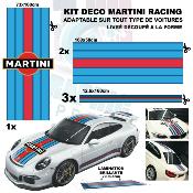 Universel KIT SET PORSCHE - BMW - Le Mans Martini Racing Stripe + Logo Sticker bandes