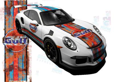 KIT DECO MARTINI GULF SCRATCHED -  PORSCHE CARRERA CAYMAN BOXSTER ... STICKERS - Le Mans Stripe UNIVERSEL : adaptable tout type véhicule