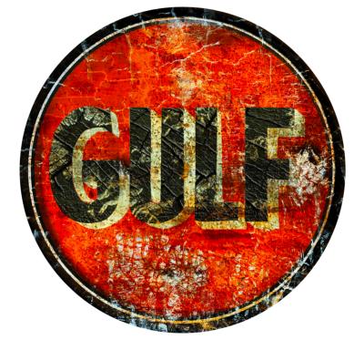 GULF OIL STICKER Ø 3 à 120 cm effet Usé Racing Le mans herbie 53 cox SCRATCHED 1960-v2