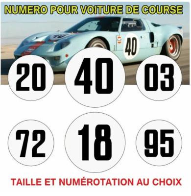 Monomer Sticker : numéro de course au choix sticker ø3 à 120 cm racing le mans herbie 53 cox gulf course cox