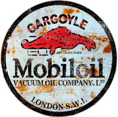 MOBILOIL GARGOYLE LBD1 LONDON BLACK Ø 3 à 120 cm LONDON BLACK SHABBY -  STICKER VINTAGE AUTOCOLLANT