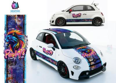 KIT DECO PURPLE 78 DESTROY RUSTY NEW STYLE  FIAT 500 ABARTH - STICKERS - Le Mans Stripe UNIVERSEL : adaptable tout type véhicule Type Martini Gulf Castrol