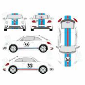 HERBIE 53 NEW BEETLE RACING LE MANS COCCINELLE STICKER KIT DECO CHOUPETTE RED LG