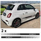 2 Bandes Bas de caisse compatible FIAT 500 ABARTH Autocollants Stickers Plusieurs couleurs