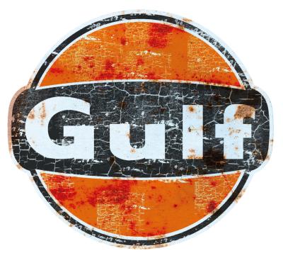 GULF OIL STICKER Ø 3 à 120 cm effet Usé Racing Le mans herbie 53 cox SCRATCHED 3