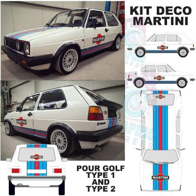 Kit deco Martini volkswagen golf 1 ou 2 - stickers sticker autocollant RACING