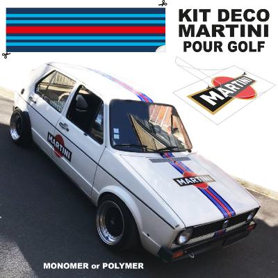 KIT DECO MARTINI  POUR VOLKSWAGEN GOLF 1 OU 2  - Sticker Autocollant Racing Le Mans