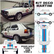 Kit deco Martini volkswagen golf 1 ou 2 - stickers sticker autocollant RACING