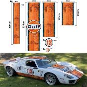 KIT DECO GULF SCRATCHED -  FORD GT 40 ... STICKERS - Le Mans Stripe UNIVERSEL : adaptable tout type véhicule