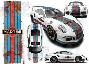 KIT DECO MARTINI SCRATCHED 2 -  PORSCHE CARRERA CAYMAN BOXSTER ... STICKERS - Le Mans Stripe UNIVERSEL : adaptable tout type vhicule